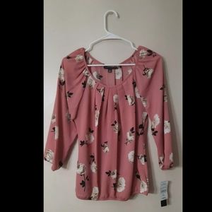Sara Michelle Small Pink Floral Women's Blouse